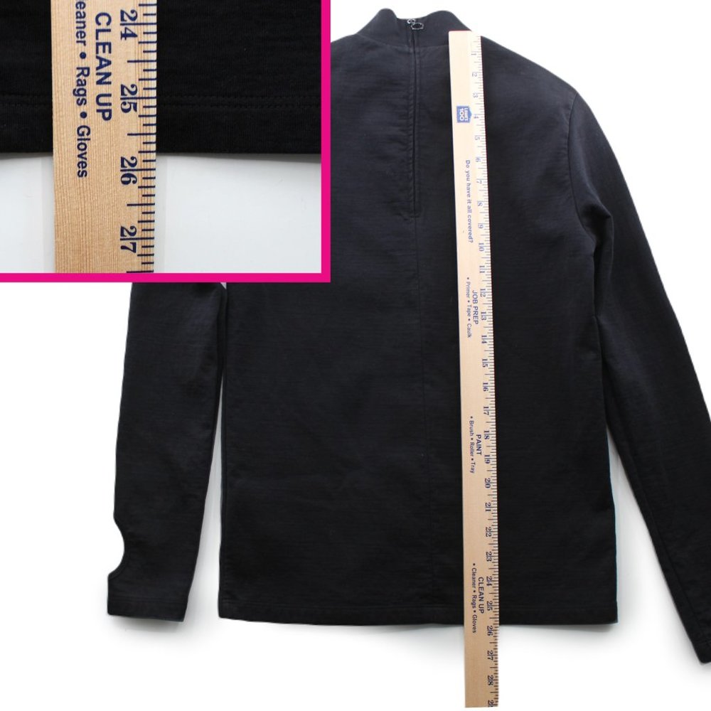 GOLDEN GOOSE Black Mock Neck Sweatshirt Back Zip Watch Cutout Top SZ XS Italy - Picture 16 of 16